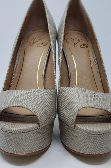 Colin Stuart Snake Skin Peep Toe Platform - Picture 2 of 11